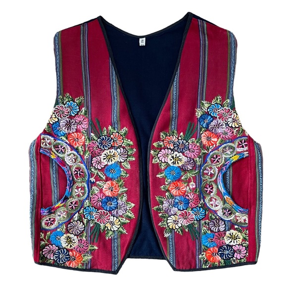 Vintage Guatemalan Embroidered Ethnic Men's Vest Large